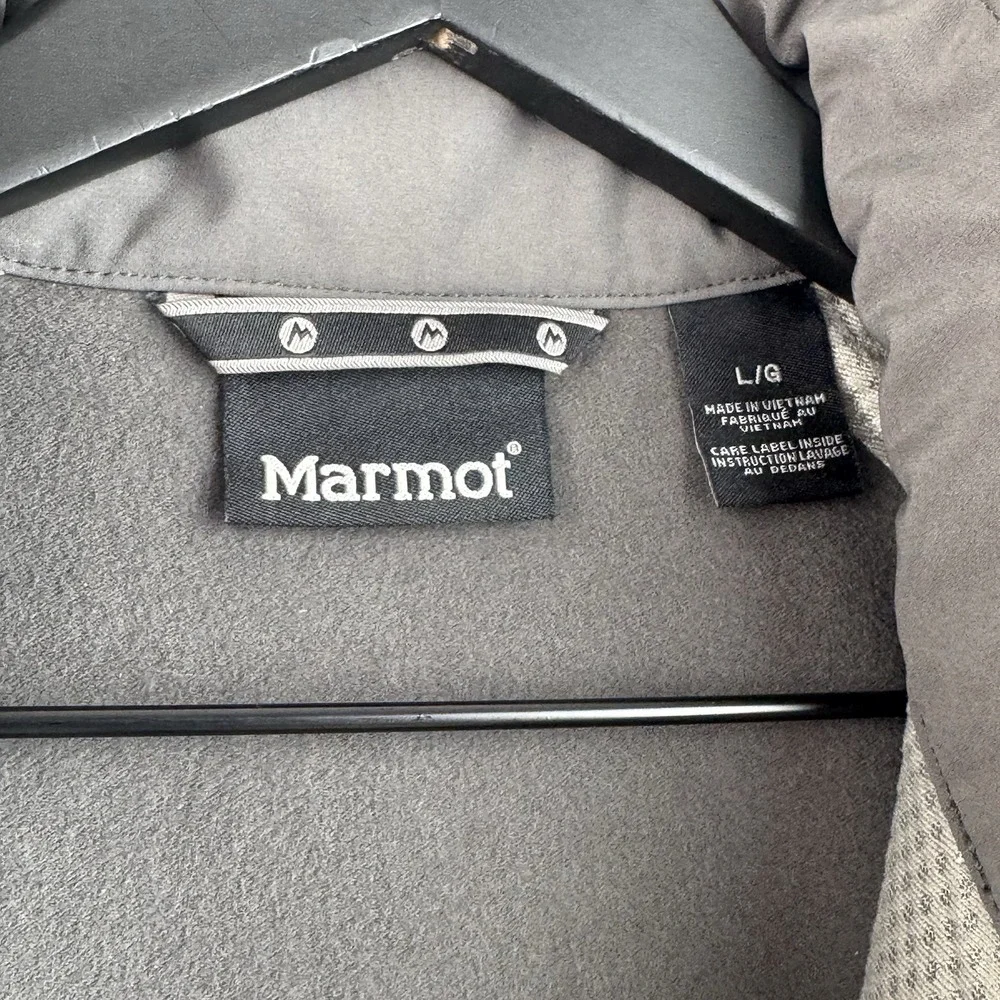 Marmot Approach Softshell Vest Men's L Gray Full Zip Stretch Hiking Outdoor